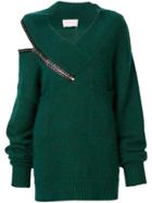 Christopher Kane Crystal Zip Knit - Green