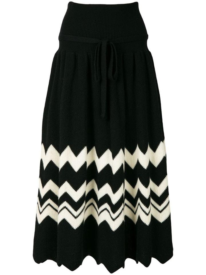 Comme Des Garçons Pre-owned 1989 Zig-zag Knitted Skirt - Black