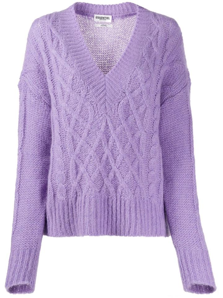 Essentiel Antwerp Cable Knit Jumper - Purple