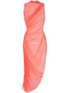 Supriya Lele Ruched Mesh Midi Dress - Pink