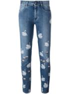Stella Mccartney 'skinny Boyfriend' Swan Print Jeans, Women's, Size: 27, Blue, Cotton/polyester/spandex/elastane/viscose