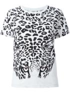 Saint Laurent Leopard Print T-shirt, Women's, Size: Large, White, Cotton/metal/glass