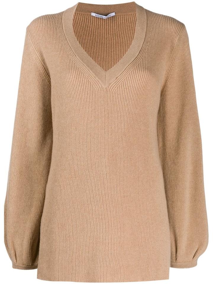 Agnona Long Sleeve Knitted Jumper - Neutrals