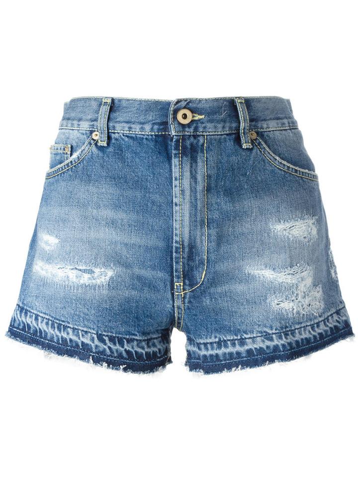 Dondup Distressed Denim Shorts, Size: 26, Blue, Cotton