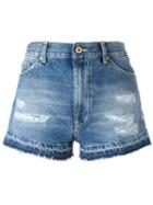 Dondup Distressed Denim Shorts, Size: 26, Blue, Cotton