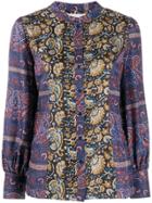 Antik Batik Floral Silk Blouse - Blue