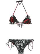 Amir Slama Logo Print Bikini Set - Black