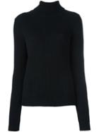 P.a.r.o.s.h. Roll Neck Ribbed Pullover, Women's, Size: Large, Black, Virgin Wool