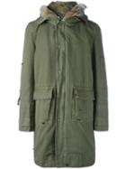 Hooded Mid Coat, Men's, Size: 50, Green, Cotton/rabbit Fur, Ermanno Scervino