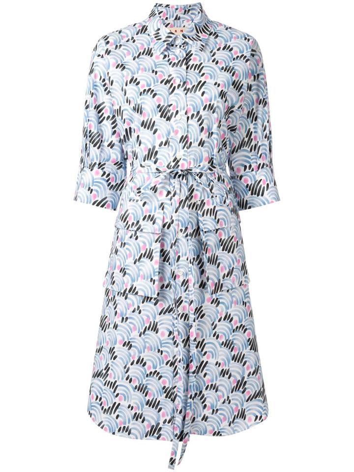 Marni Printed Shirt Dress - White