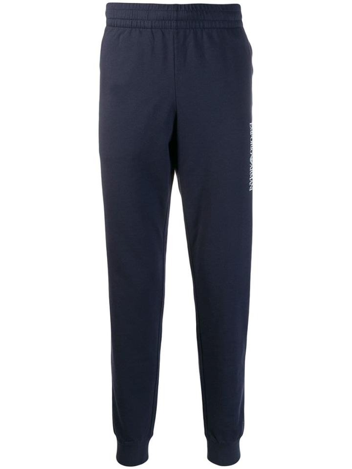 Ea7 Emporio Armani Contrast Logo Track Pants - Blue