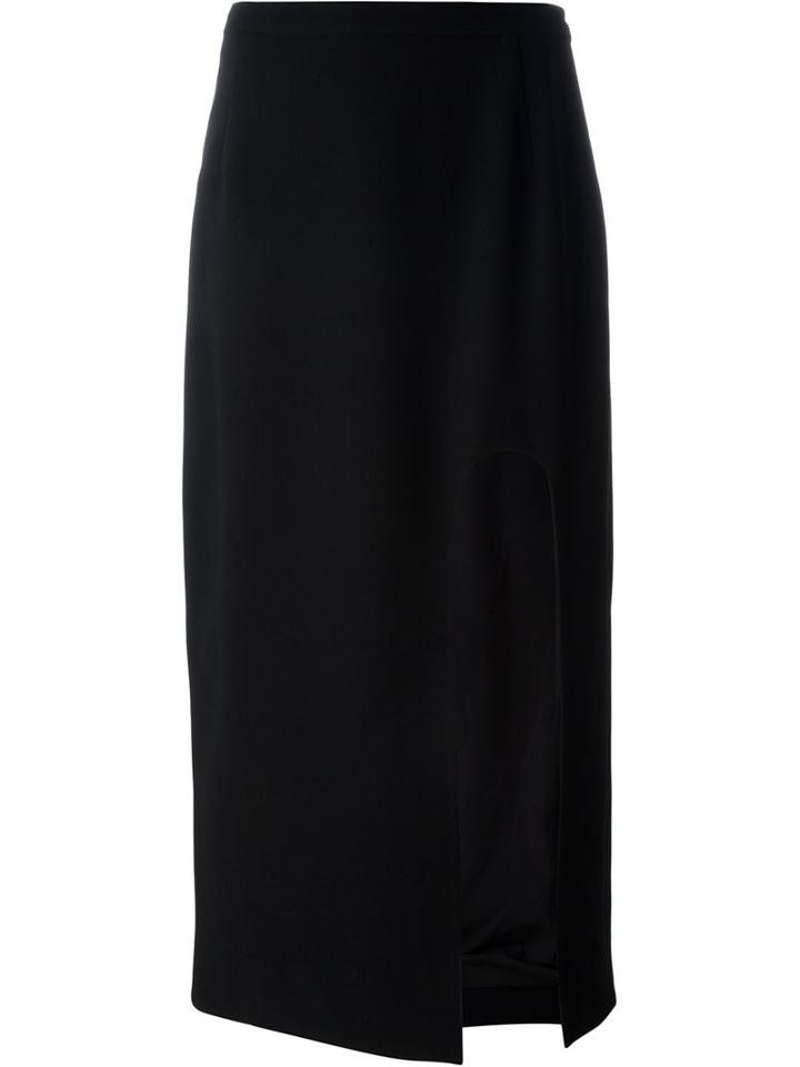 Opening Ceremony Side Slit Midi Skirt, Women's, Size: 4, Black, Polyester