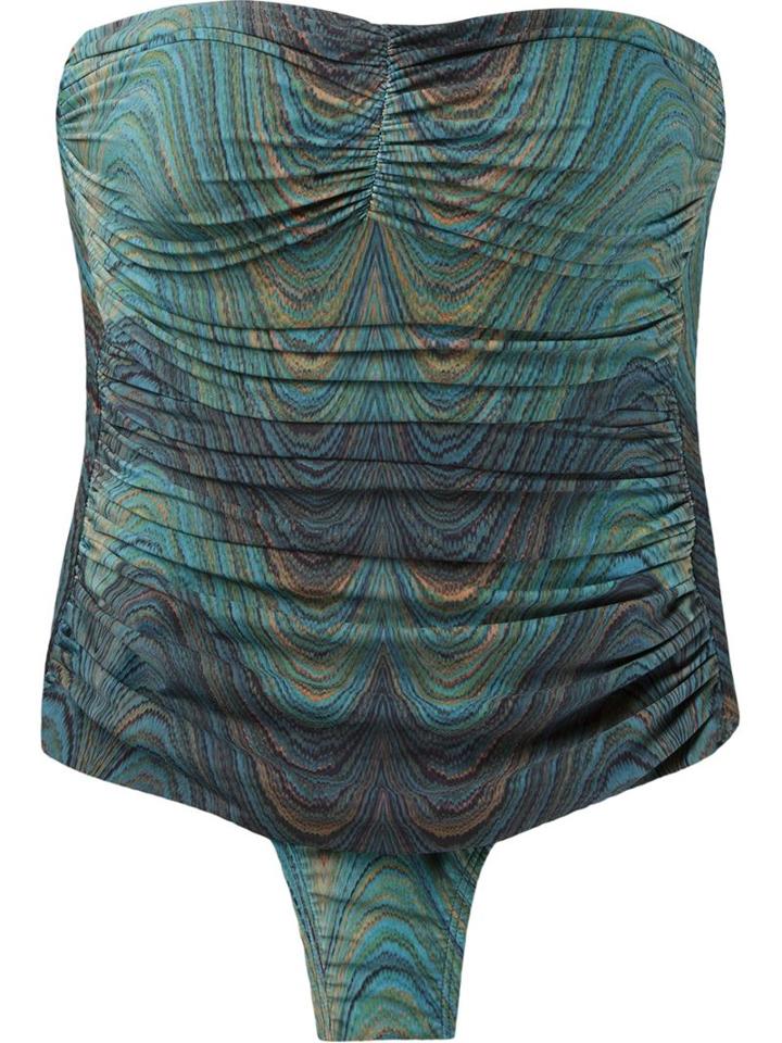 Lygia & Nanny Abstract Print Draped Swimsuit, Women's, Size: 46, Green, Polyamide/spandex/elastane