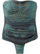 Lygia & Nanny Abstract Print Draped Swimsuit, Women's, Size: 46, Green, Polyamide/spandex/elastane