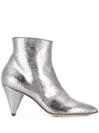 Polly Plume Metallic Cone-heel Boots - Silver