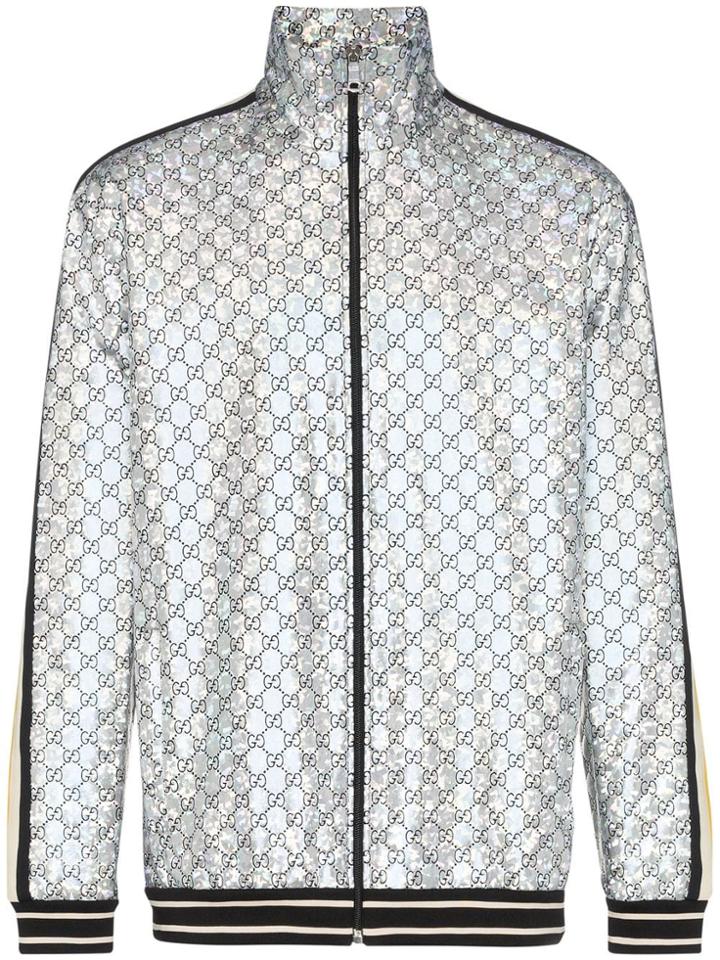 Gucci Laminated Sparkling Gg Jacket - Silver