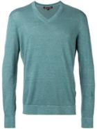 Michael Michael Kors V-neck Jumper, Men's, Size: Medium, Blue, Cotton/linen/flax