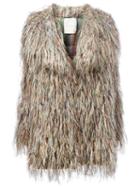 Marco De Vincenzo - Fur Effect Midi Coat - Women - Silk/polyester/wool - 40, Women's, Beige, Silk/polyester/wool