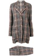 Issey Miyake Vintage Plaid Pleated Suit - Grey
