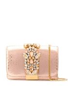 Gedebe Clicky Snakeskin Effect Clutch - Pink