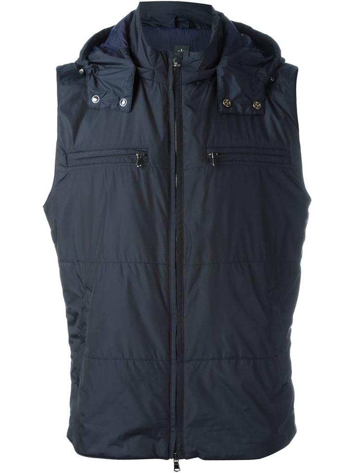 Eleventy Hooded Gilet, Men's, Size: Large, Blue, Polyester