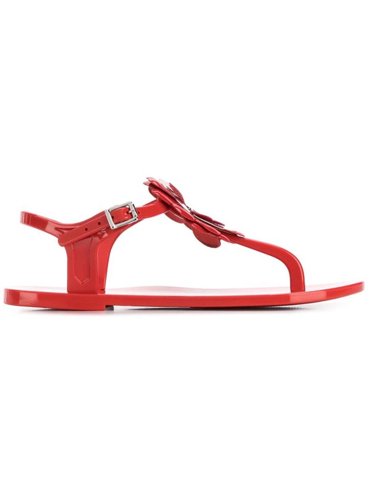 Love Moschino Flower Heart Slides - Red