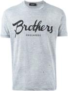 Dsquared2 Brothers Print T-shirt, Men's, Size: Xl, Grey, Viscose/cotton