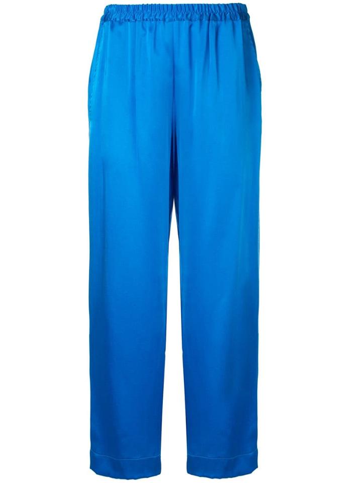 Mansur Gavriel Cropped Silk Trousers - Blue