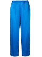 Mansur Gavriel Cropped Silk Trousers - Blue