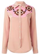 Coach Floral Yoke Shirt, Women's, Size: 4, Pink/purple, Silk/viscose
