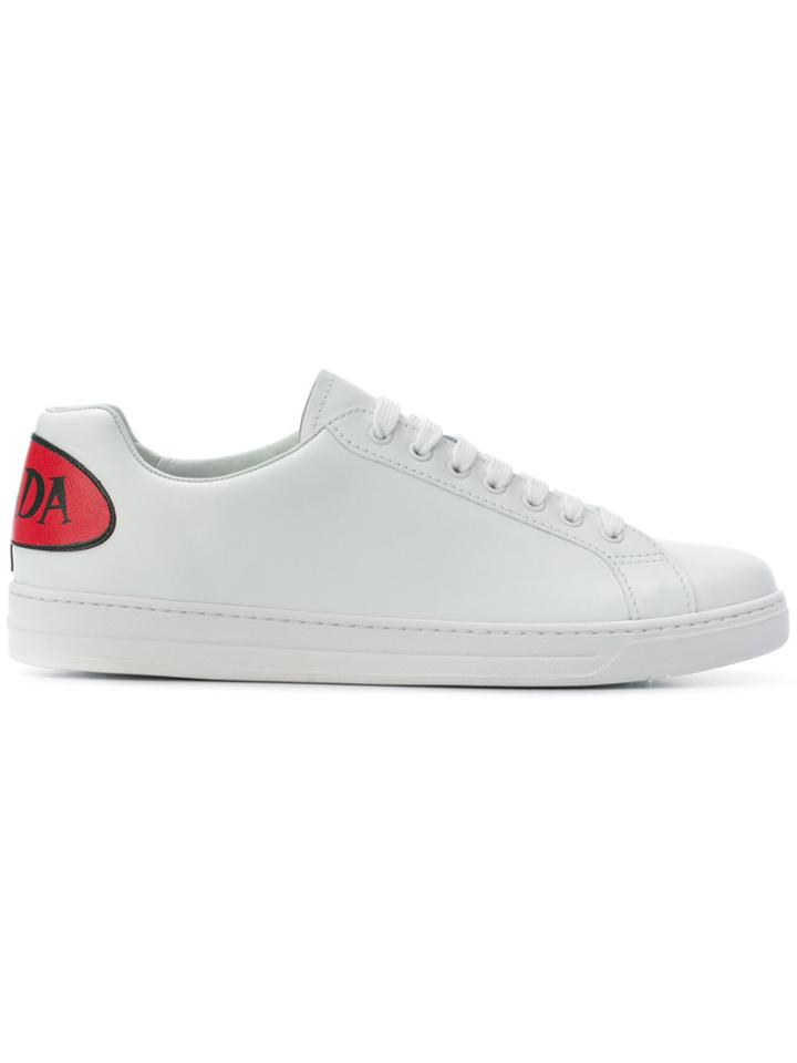 Prada Logo Print Low-top Sneakers - White