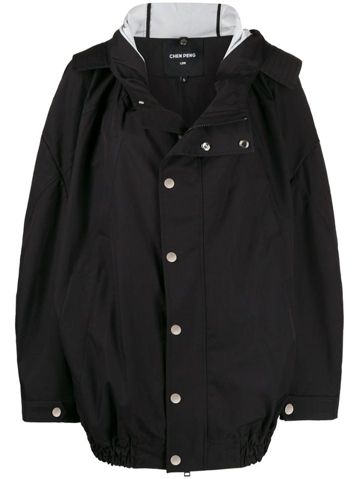 Chen Peng Oversized Hooded Jacket - Black