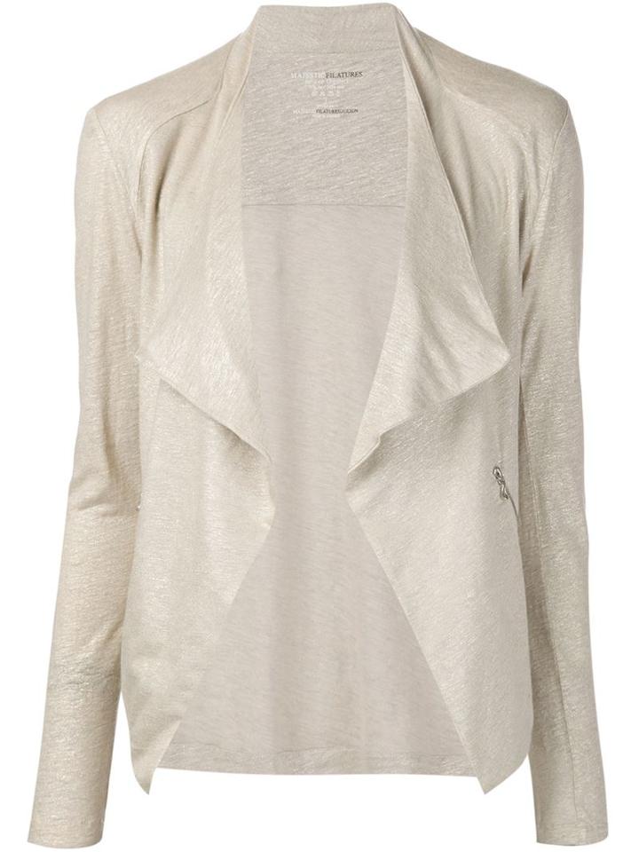 Majestic Filatures Open Front Cardigan, Women's, Size: 3, Grey, Linen/flax/shell
