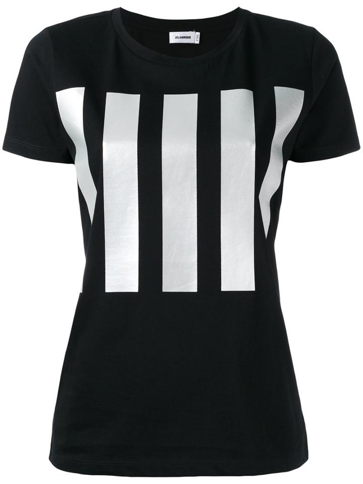 Jil Sander - Vertical Stripe T-shirt - Women - Cotton - M, Black, Cotton