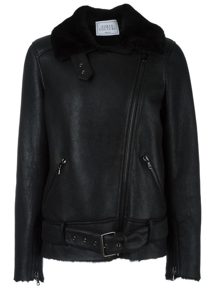 Forte Couture 'perfecto' Coat, Women's, Size: 42, Black, Sheep Skin/shearling