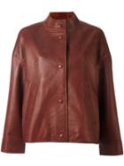 Aalto Buttoned Jacket, Women's, Size: 36, Brown, Leather/rayon/polyester