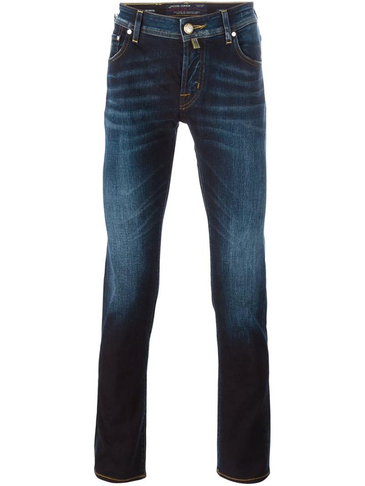 Slim Fit Jeans, Men's, Size: 32, Blue, Cotton/spandex/elastane, Jacob Cohen