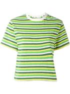 Julien David Striped Cropped T-shirt, Women's, Size: M, Green, Cotton