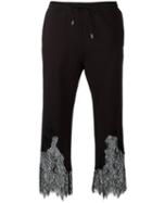 Mcq Alexander Mcqueen Lace Insert Cropped Trousers, Women's, Size: Xs, Black, Cotton/polyester/polyamide