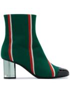 Marco De Vincenzo Striped Wool 60 Ankle Boots - Green