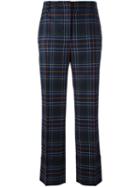 Cédric Charlier Plaid Check Trousers, Women's, Size: 42, Blue, Virgin Wool/other Fibers