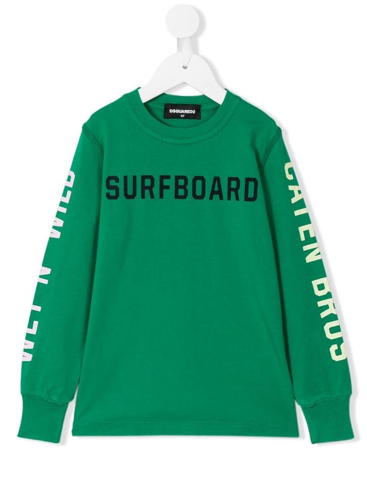 Dsquared2 Kids Surfboard Print Sweatshirt, Boy's, Size: 10 Yrs, Green
