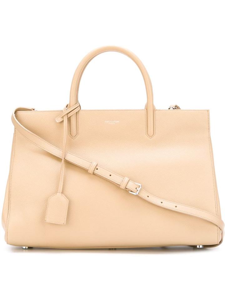 Saint Laurent Medium Rive Gauche Tote, Women's, Nude/neutrals, Calf Leather