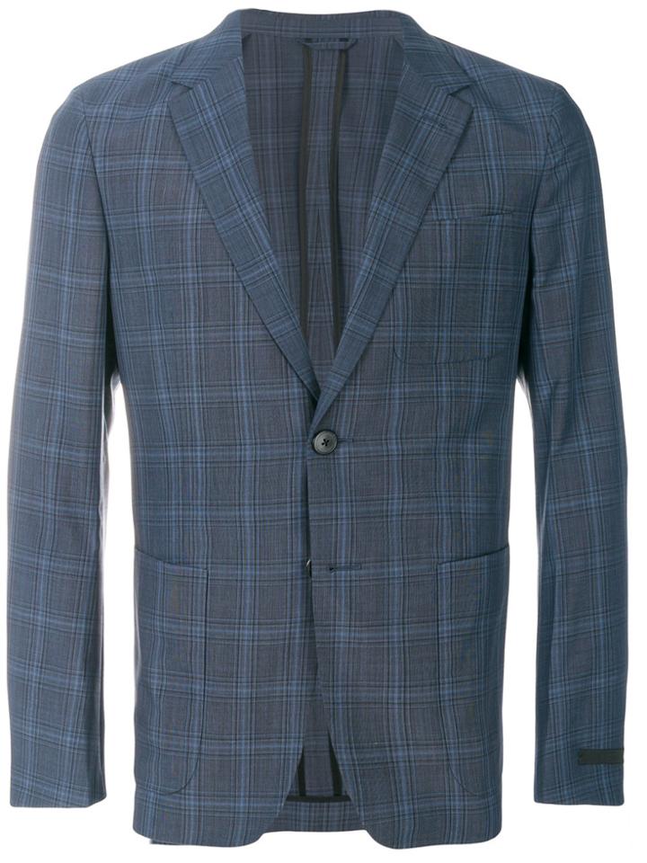 Prada Classic Plaid Blazer - Blue
