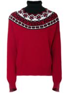 Fendi Turtle Neck Ribbed Sweater - Red