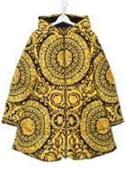 Young Versace Teen Baroque Printed Hooded Coat - Yellow & Orange
