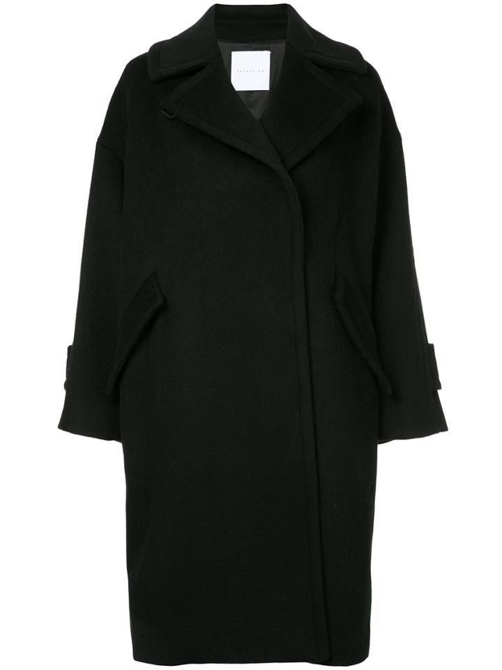 Estnation Oversized Double Breasted Coat - Black