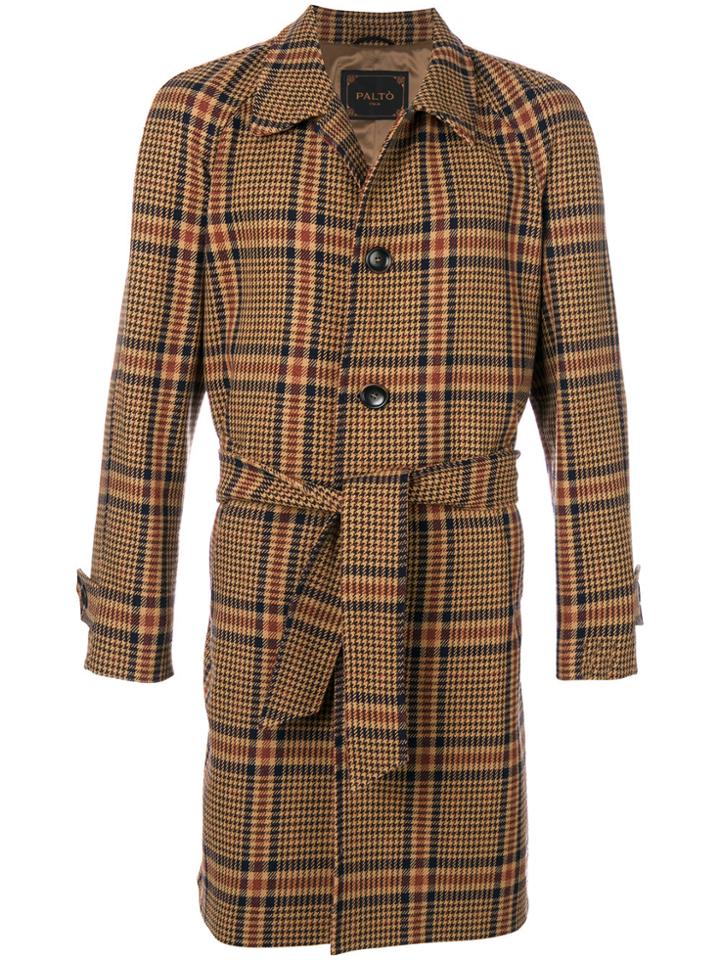 Paltò Plaid Belted Coat - Brown