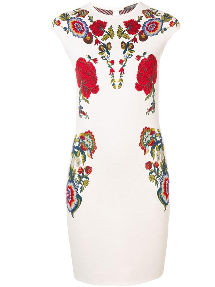 Alexander Mcqueen Floral Print Bodycon Dress - Neutrals