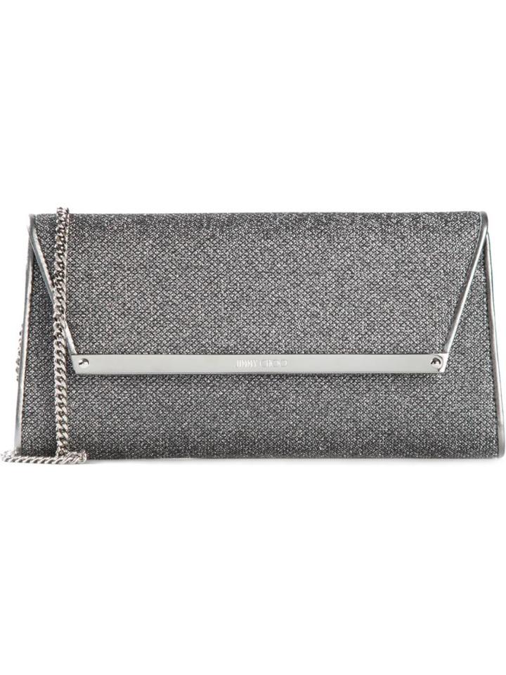 Jimmy Choo 'margot' Clutch, Women's, Grey, Leather/polyester